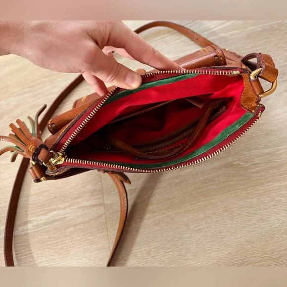 Dooney & Bourke Florentine Leather Crossbody Shoulder Bag Tan Brown Vacchetta - Picture 14 of 14